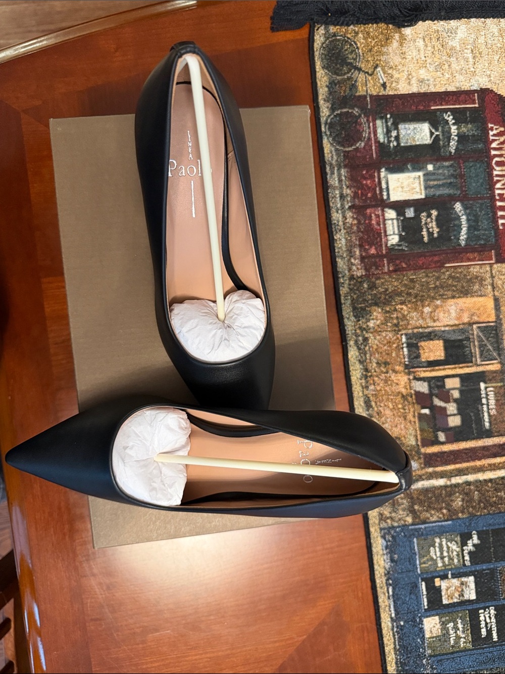 Paolo Black Pointed Toe Leather Pumps